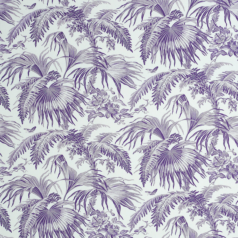 Toile Tropique Purple 179512 by Schumacher Designer Fabric LASERSOHN TOILE COLLECTION COTTON 100% FRANCE </p><p>Repeat: Horizontal: 18" (46CM) and Vertical: 46 3/8" (118CM) 53.5 - Swanky Fabrics -