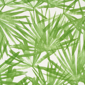 Sunlit Palm Linen Green 179601 by Schumacher Designer Fabric