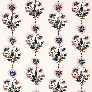 Dianthus Hand Block Print Rust & Rose 179740 by Schumacher Designer Fabric