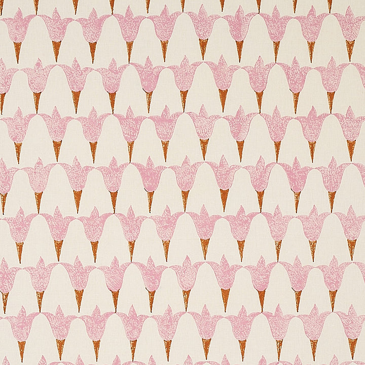 Tulip Hand Block Rose & Copper 179821 by Schumacher Fabric Schumacher Fabric Tulip Hand Block Rose & Copper 179821Fabric COTTON 55% INDIA </p><p>Repeat: H: HORZ. 5.1/2" (19CM), V: VERT. 7 1/4" (9CM) 55 - Fabric Carolina -