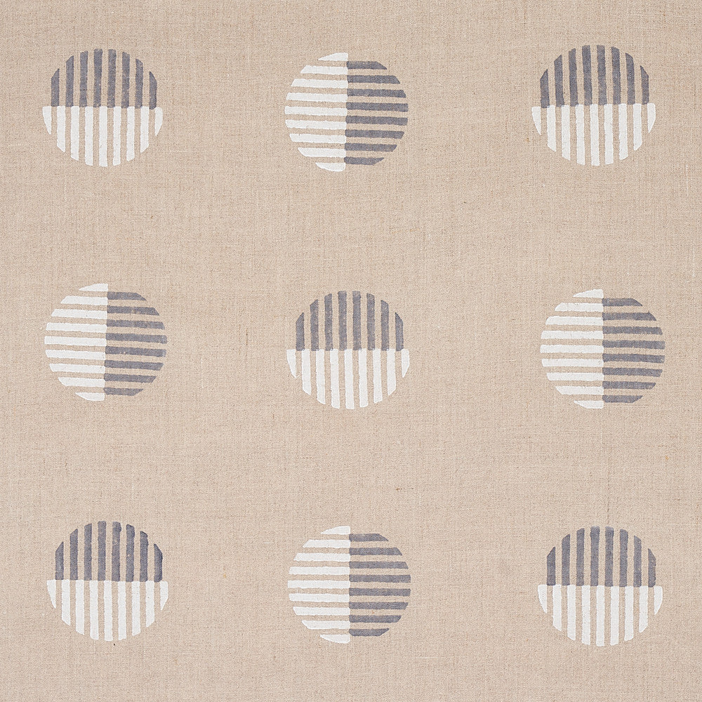 Ando Hand Block Print Ivory & Charcoal On Natural 180002 by Schumacher Fabric Schumacher Fabric Ando Hand Block Print Ivory & Charcoal On Natural 180002Fabric LINEN 100% INDIA </p><p>Repeat: H: HORZ. 27" (69CM), V: VERT. 18" (45CM) 54" (137CM) - Fabric Carolina -