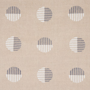 Ando Hand Block Print Ivory & Charcoal On Natural 180002 by Schumacher Designer Fabric