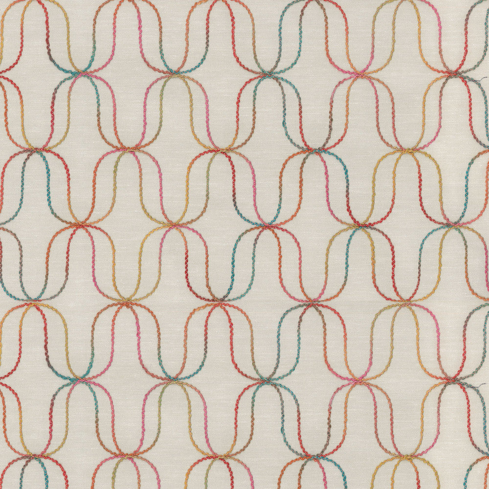 Acoustic Embroidery Retro 180050 by Novogratz Designer Fabric - Base:76%Polyester 24%Cotton Embroid:100%Polyester India 9000 Horizontal: 4.75 and Vertical: 2.75 54 - Swanky Fabrics -