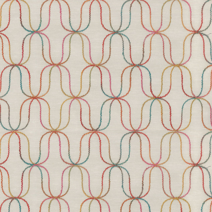 Acoustic Emb Retro 180050 by Novogratz Designer Fabric - Base:76% Polyester 24% Cotton Embroid:100% Polyester INDIA 9000 Horizontal: 2.75 and Vertical: 4.75 54 - Swanky Fabrics -