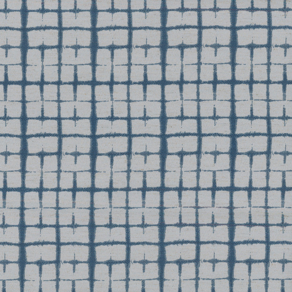Shibori Plaid Indigo 180063 by Novogratz Designer Fabric RETRO Base:94% Polyester 6% Linen CHINA Wyzenbeek 30,000 Horizontal: 3.50" and Vertical: 5.50" 57" - Swanky Fabrics -