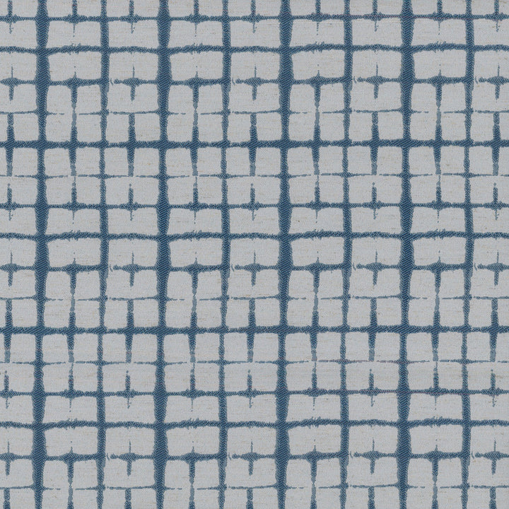 Shibori Plaid Indigo 180063 by Novogratz Designer Fabric RETRO Base:94% Polyester 6% Linen CHINA Wyzenbeek 30,000 Horizontal: 3.50" and Vertical: 5.50" 57" - Swanky Fabrics -
