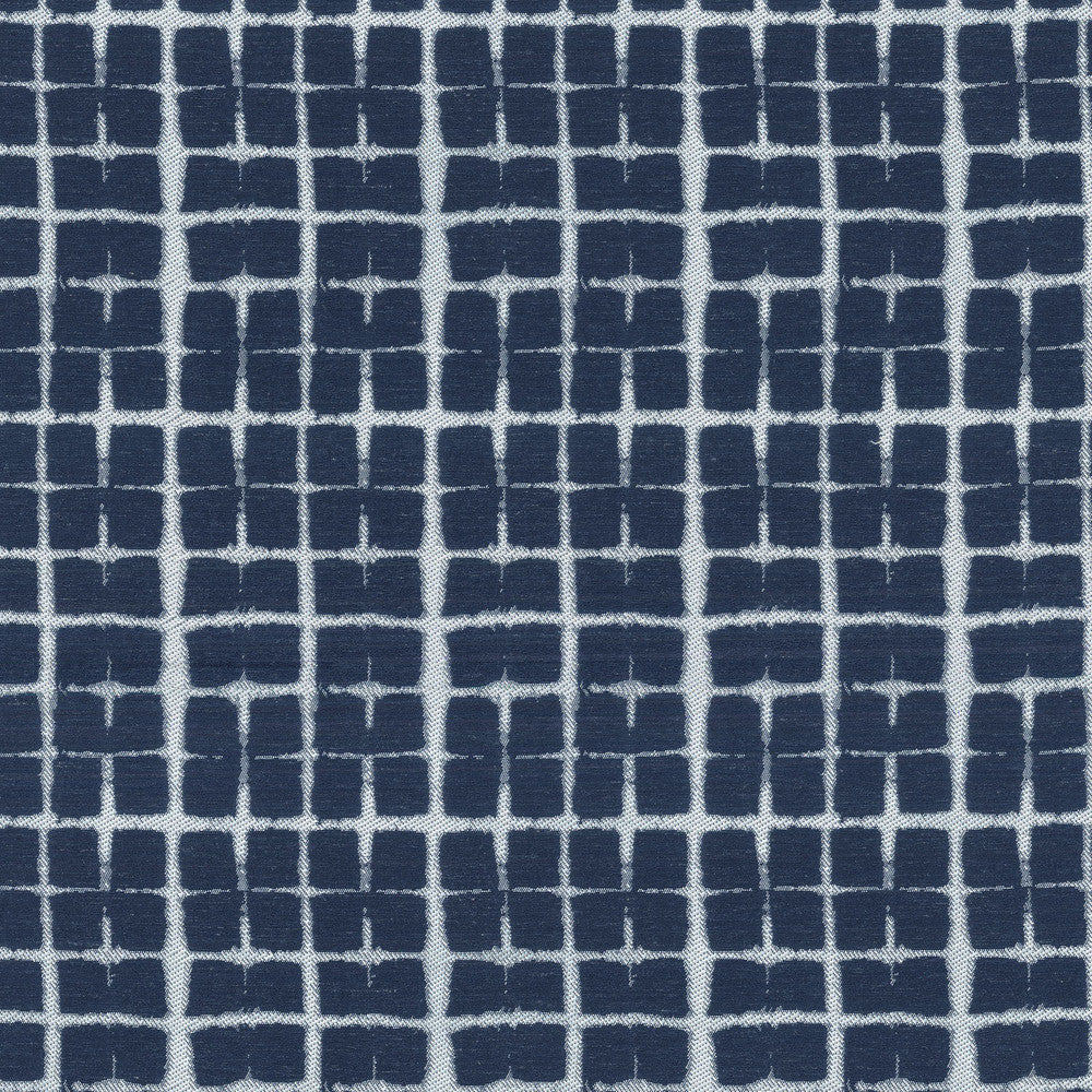 Shibori Plaid Navy 180064 by Novogratz Designer Fabric - Base:94%Polyester 6%Linen China 30000 Horizontal: 5.5 and Vertical: 3.5 57 - Swanky Fabrics -