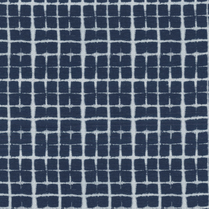 Shibori Plaid Navy 180064 by Novogratz Designer Fabric - Base:94%Polyester 6%Linen China 30000 Horizontal: 5.5 and Vertical: 3.5 57 - Swanky Fabrics -