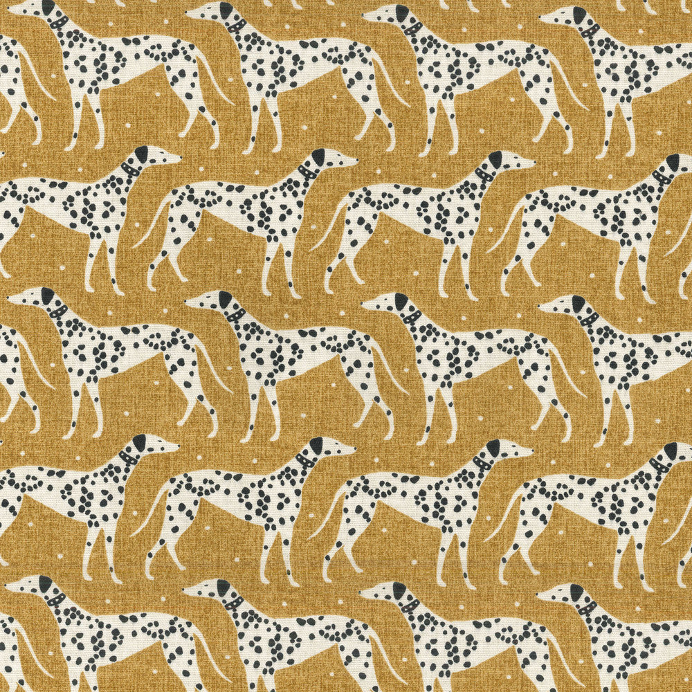DAPPER DALMATIAN MUSTARD 180090 by Novogratz Designer Fabric - 100% Spun Polyester USA 15000 Horizontal: 5.4 and Vertical: 6.75 54 - Swanky Fabrics -