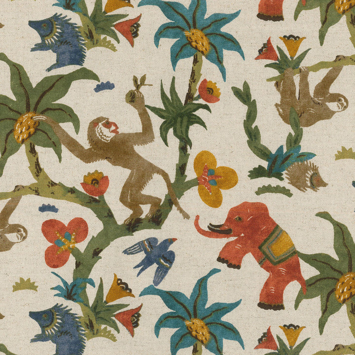 Monkey Business Forest 180152 by Novogratz Designer Fabric RETRO 80% Cotton 20% Linen CHINA Wyzenbeek 51,000 Horizontal: 13.50" and Vertical: 12.60" 54" - Swanky Fabrics -