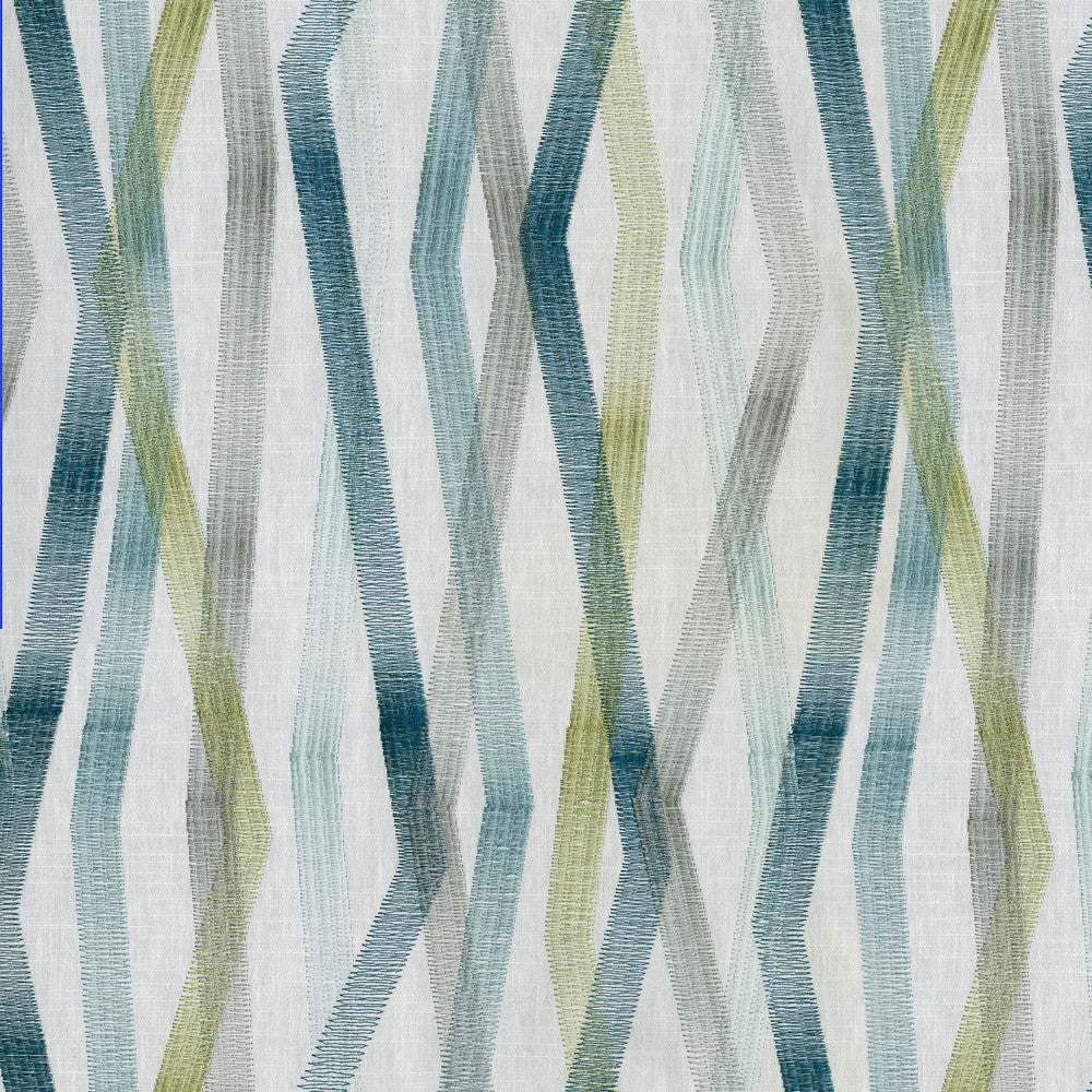 Zig & Zag Emb Poolside 180220 by Novogratz Designer Fabric - 69% Cotton 31% Polyester Embroid:100% Rayon INDIA 30000 Horizontal: 18.5 and Vertical: 13 54 - Swanky Fabrics -