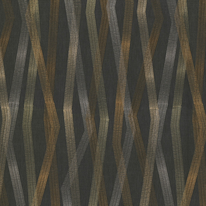 Zig Zag Embroidery Onyx 180225 by Novogratz Designer Fabric - 69% cotton, 31% polyester Embroidery 100% rayon India 51000 Horizontal: 18.5 and Vertical: 13 54 - Swanky Fabrics -