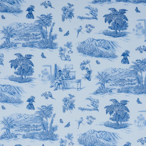Toussaint Toile Blue & Sky 180273 by Schumacher Designer Fabric