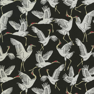 Od Block Cranes Ebony 180282 by Novogratz Designer Fabric