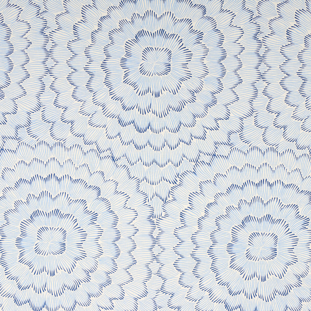 Feather Bloom Two Blues 180360 by Schumacher Designer Fabric
