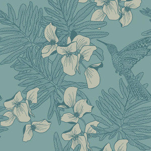 Hummingbird (Wp) # 03 Seafoam by 1838 Wallcoverings Designer Wallpaper