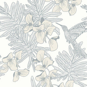 Hummingbird (Wp) # 05 Mist by 1838 Wallcoverings Designer Wallpaper