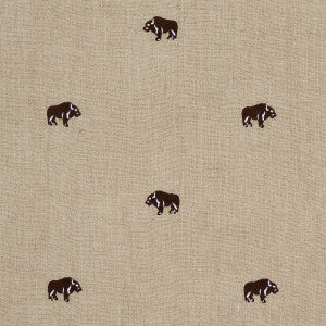 Buffalo Embroidered Linen Natural 180450 by Schumacher Designer Fabric