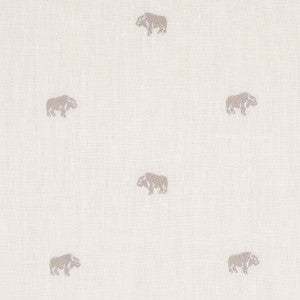 Buffalo Embroidered Linen Ivory 180451 by Schumacher Designer Fabric