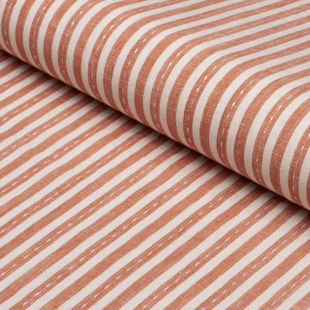Mathis Ticking Stripe Spice 180595 by Schumacher Designer Fabric