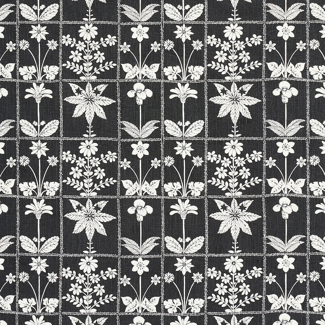 Georgia Wildflowers Black 180893 by Schumacher Designer Fabric