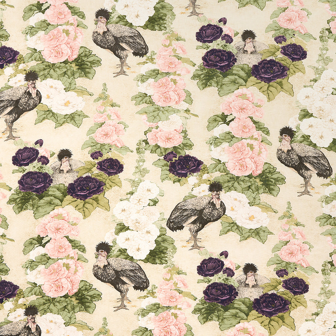 Lady Hollyhock Creme 181040 by Schumacher Designer Fabric