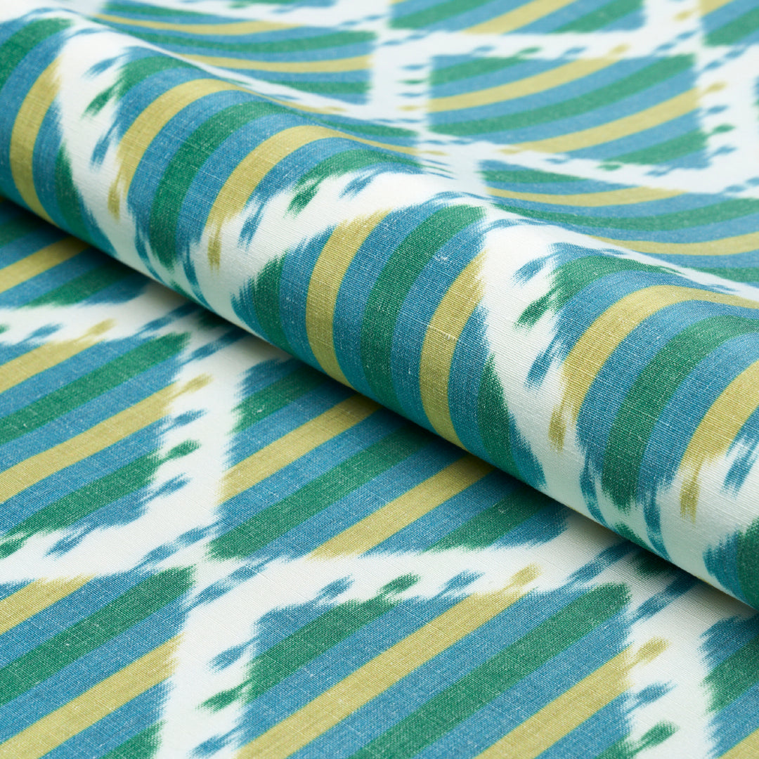 Kai Striped Ikat Green 181291 by Schumacher Designer Fabric
