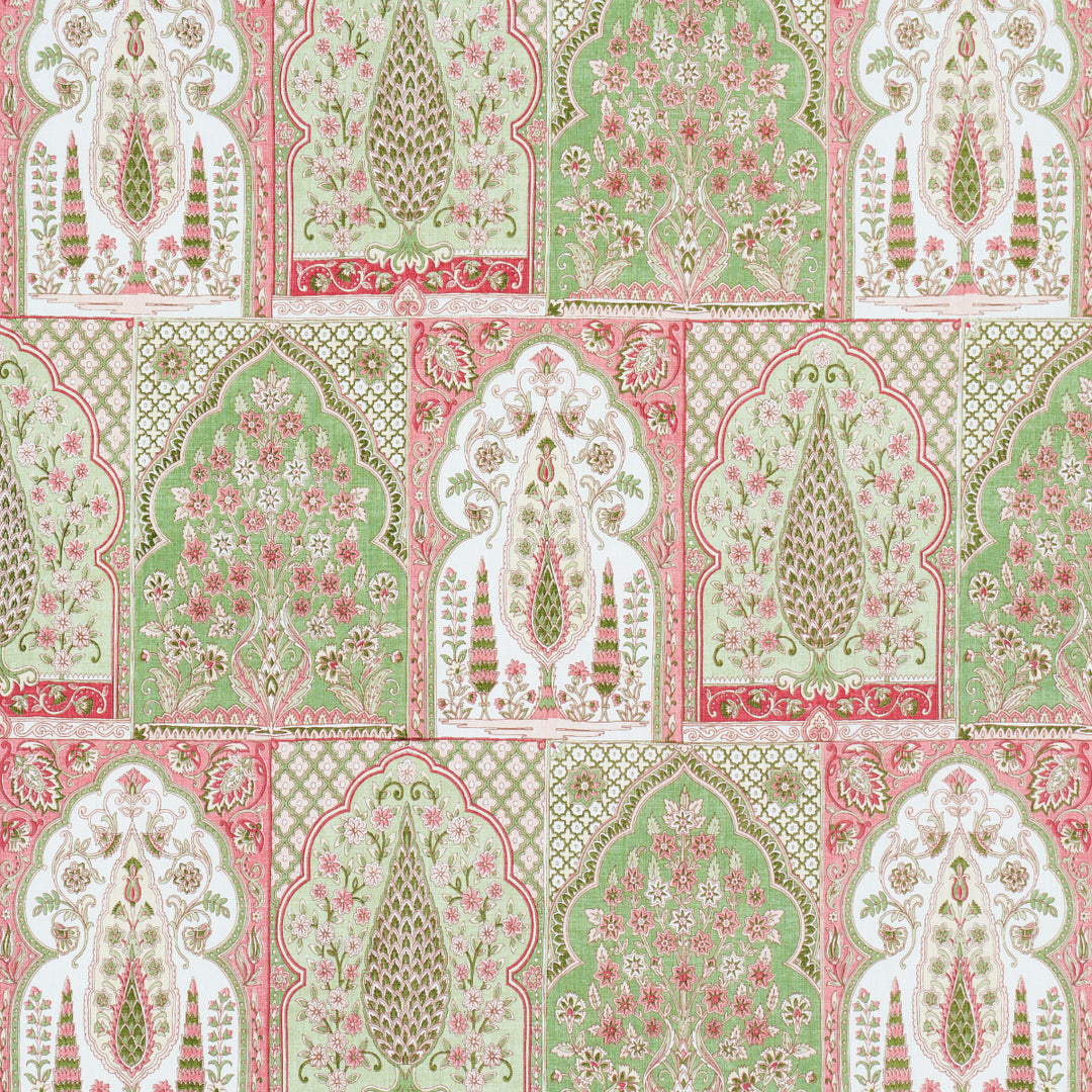Barra Palace Pink & Green 181312 by Schumacher Designer Fabric