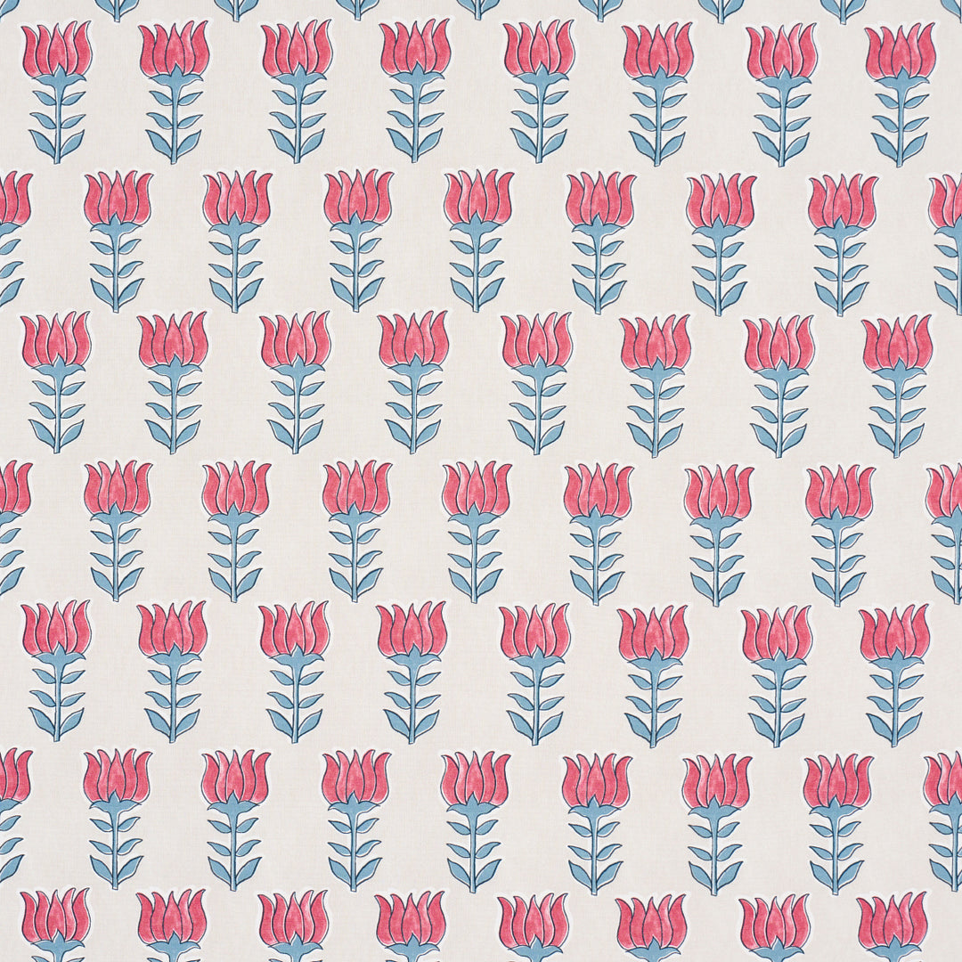 Mia Tulip Delft & Crimson 181392 by Schumacher Designer Fabric
