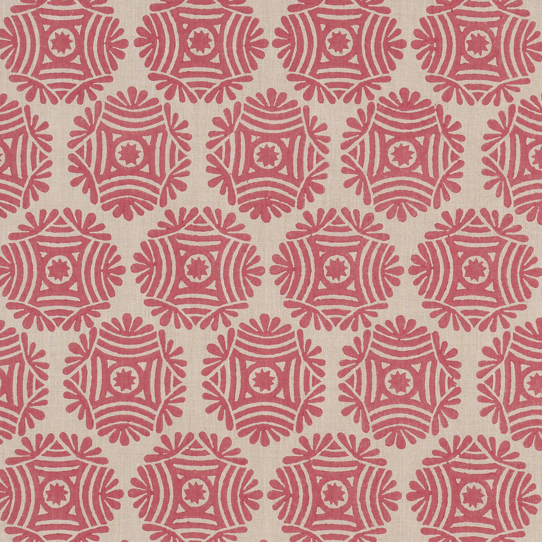 Gilded Star Hand Block Red 181544 by Schumacher Designer Fabric