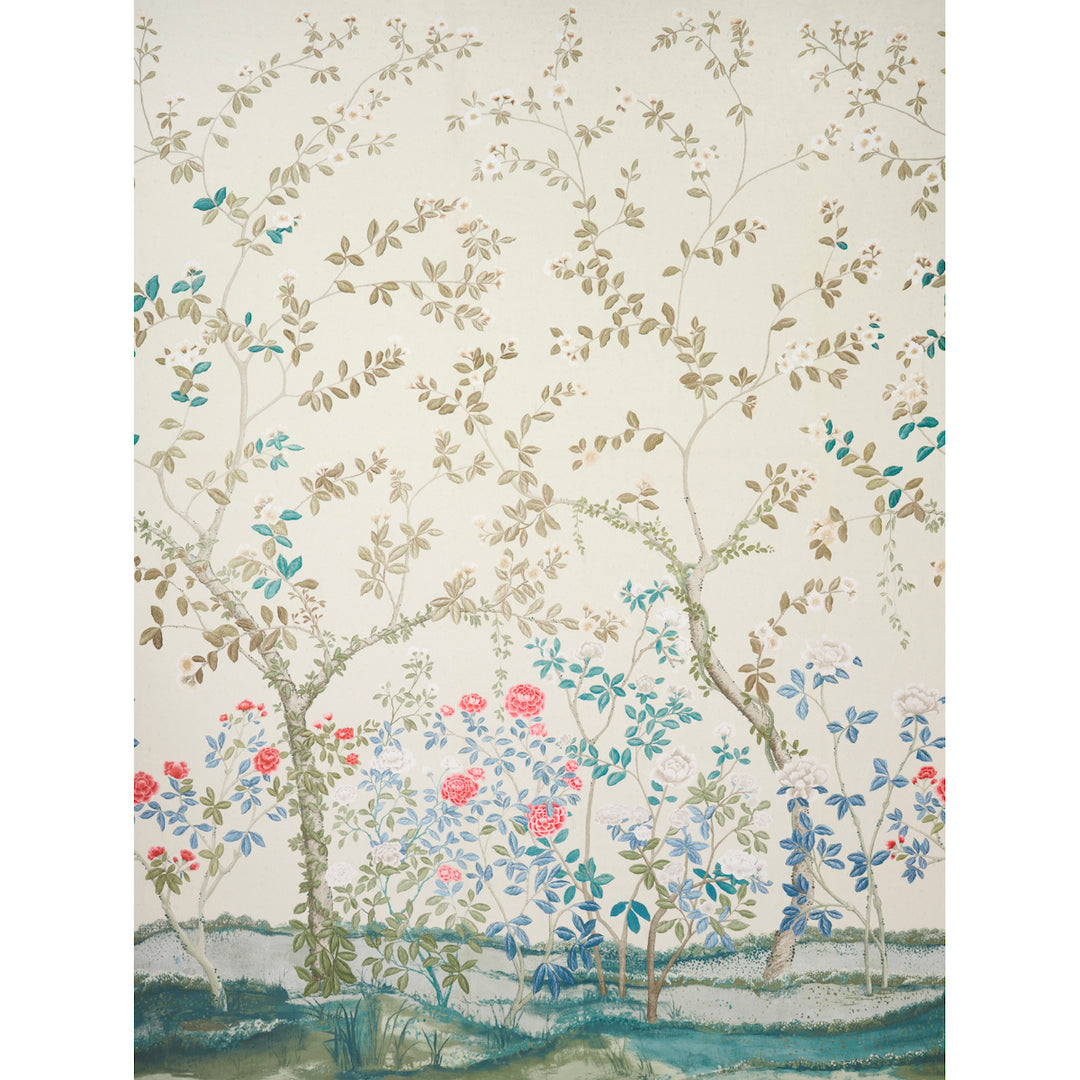 Madame De Pompadour Panel Alabaster 181570 by Schumacher Designer Fabric