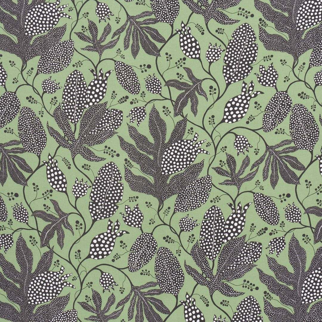 Polka Dot Jungle Black & Green 181651 by Schumacher Designer Fabric