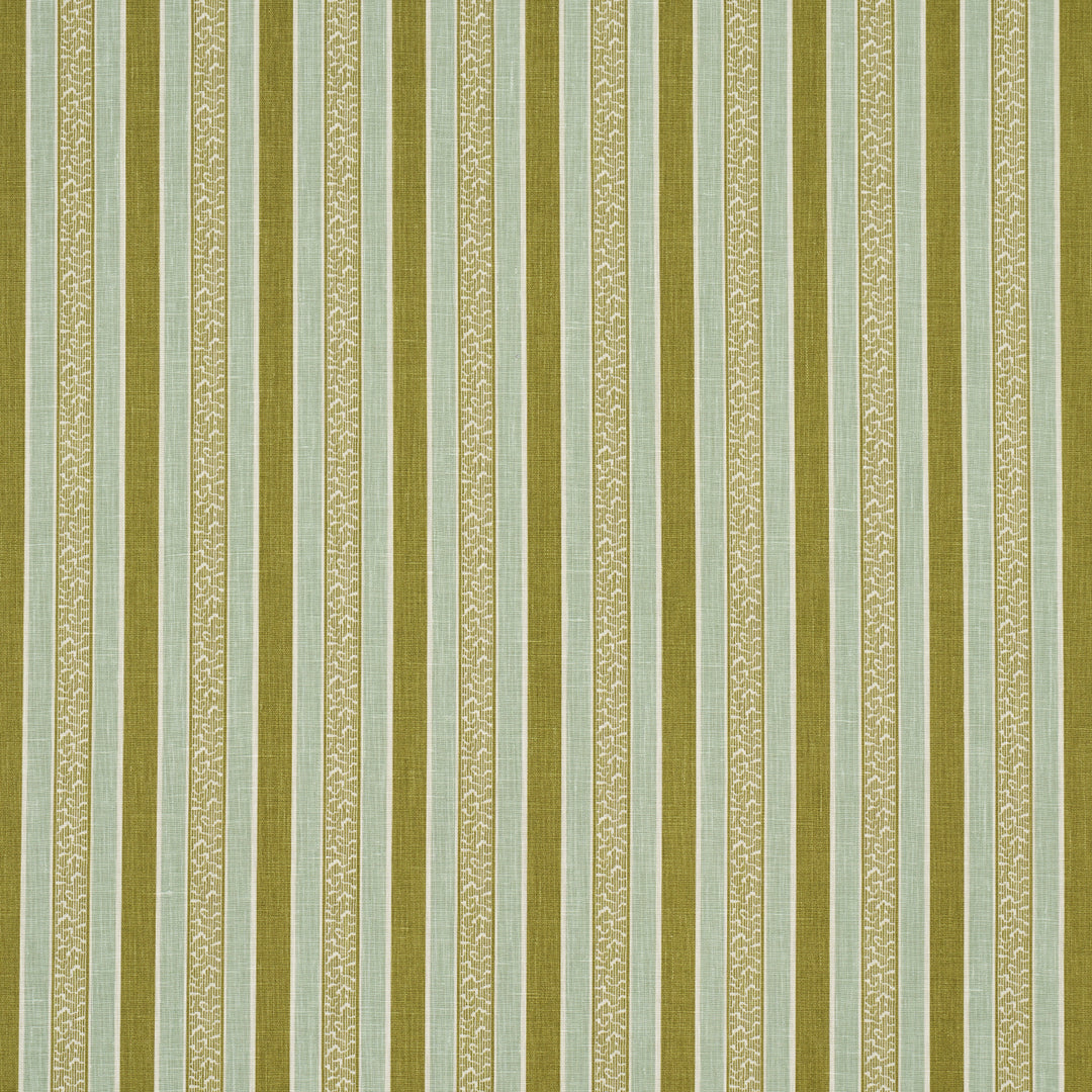 Auguste Stripe Ciel & Leaf 181711 by Schumacher Designer Fabric