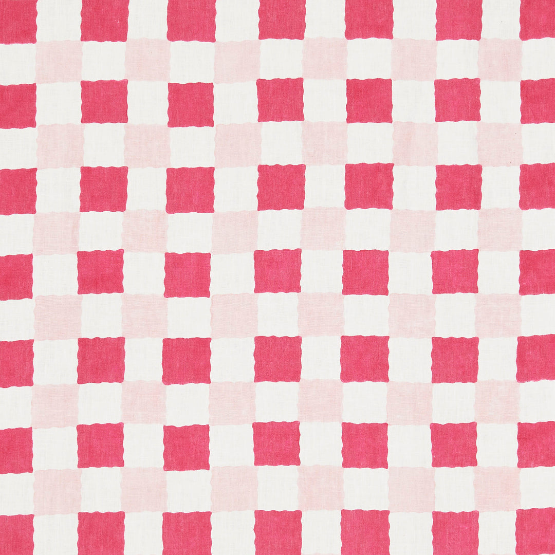 Chequer Hand Block Print Pinks 181790 by Schumacher Designer Fabric