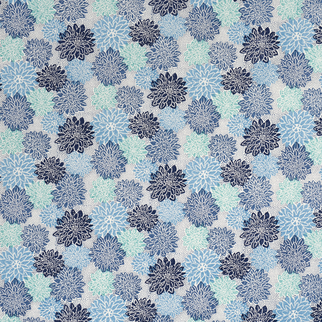 Dahlia Hand Block Print Blues 181800 by Schumacher Designer Fabric