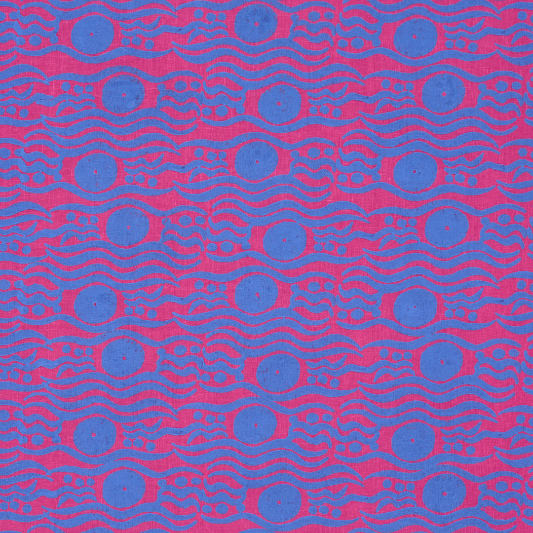 Bosphorus Hand Block Fuchsia & Blue 182741 by Schumacher Designer Fabric