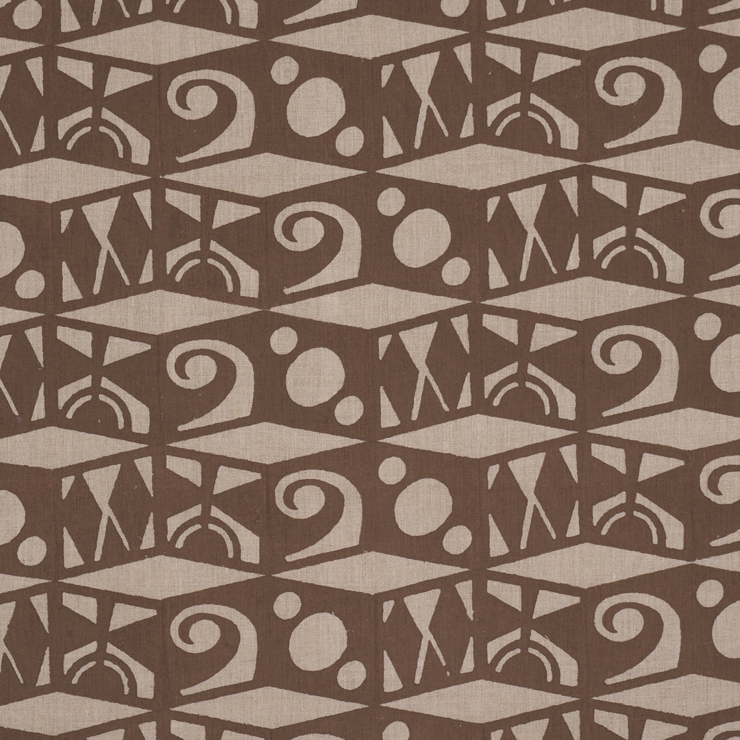 Tarot Hand Block Brown 182760 by Schumacher Designer Fabric