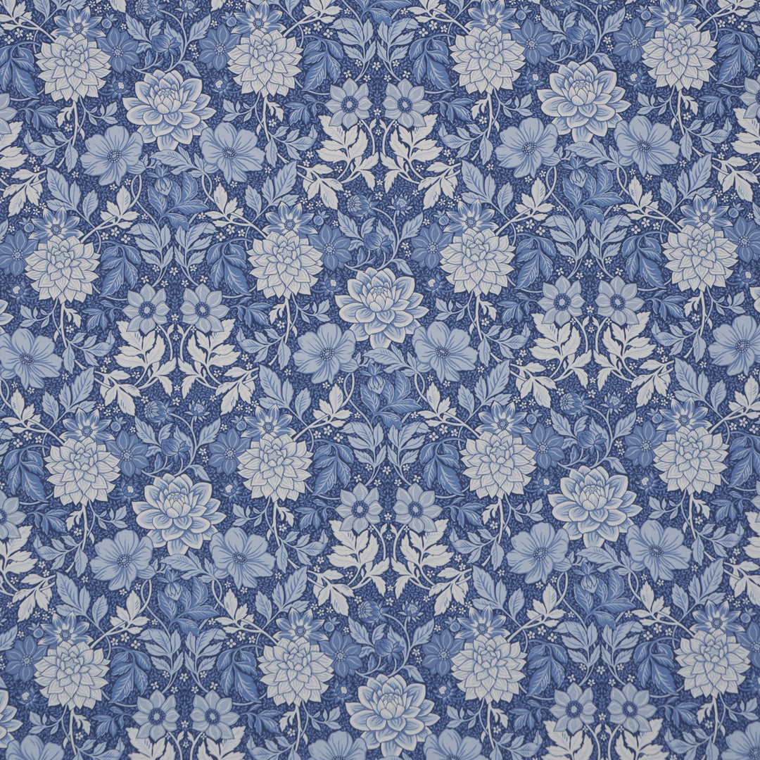 Dahlia Garden Blue And White 182972 by Schumacher Designer Fabric