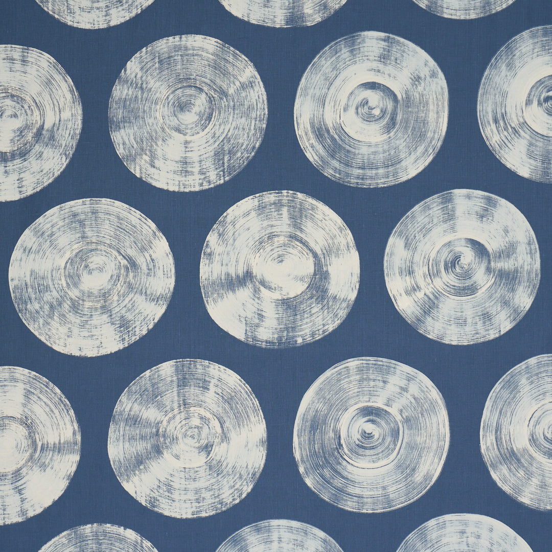Painted Circles Indigo 183181 by Schumacher Designer Fabric