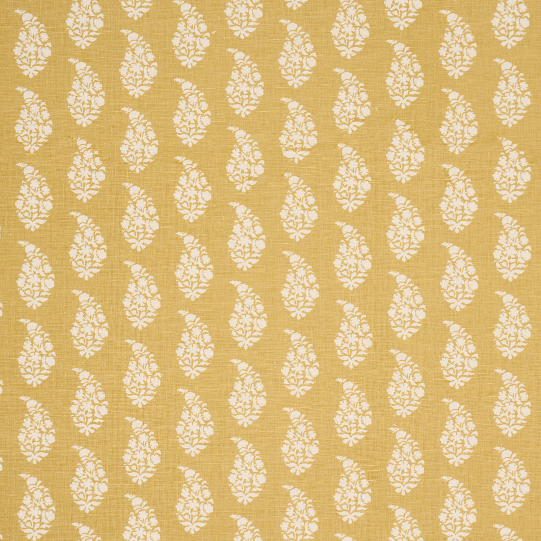Kaia Paisley Hand-Print Yellow 183322 by Schumacher Designer Fabric