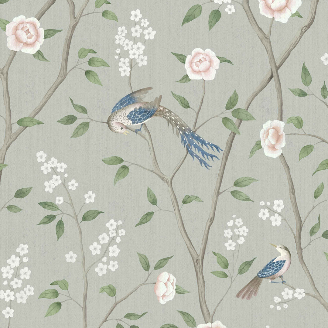 Paradise Birds Mineral Shimmer 1903 by Schumacher Designer Wallcovering