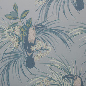 Le Toucan (Wp) # 01 Pale Blue by 1838 Wallcoverings Designer Wallpaper