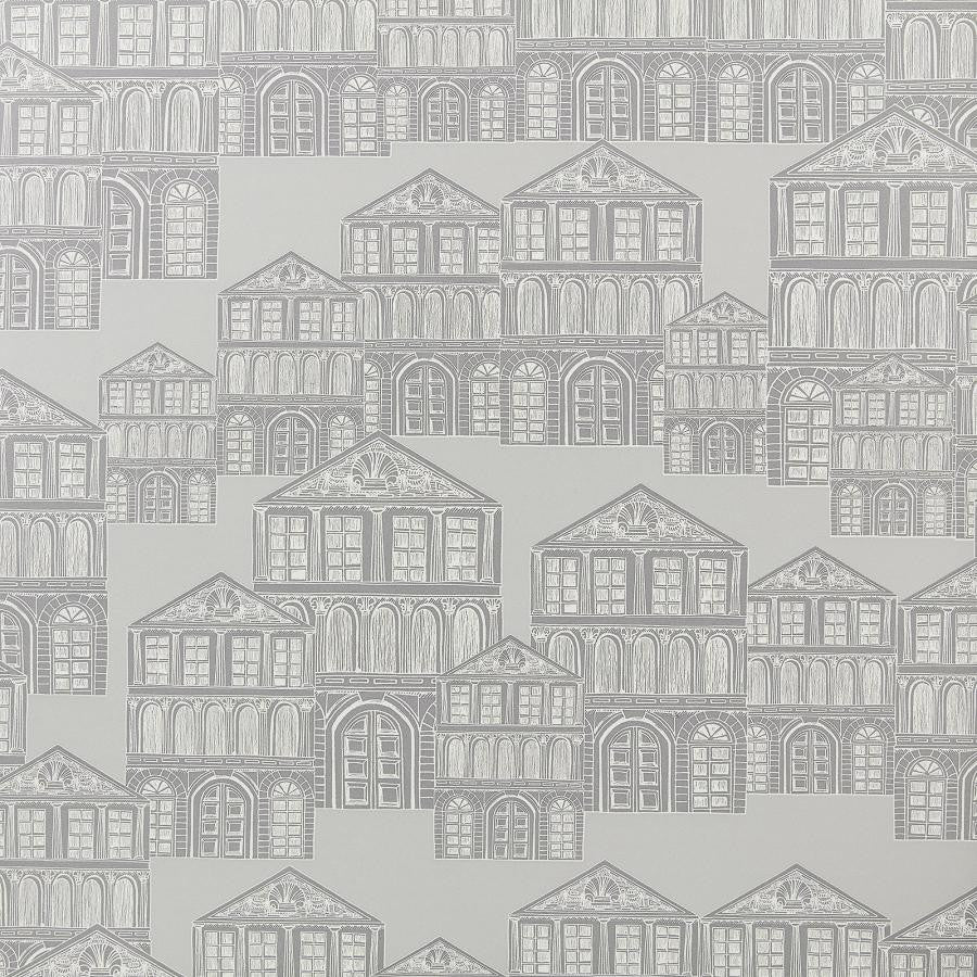Maison (Wp) # 04 Soft Grey by 1838 Wallcoverings Designer Wallpaper Elodie HALF DROP PASTE THE WALL UNITED KINGDOM V-21" 20.5"X11YD - Swanky Fabrics -