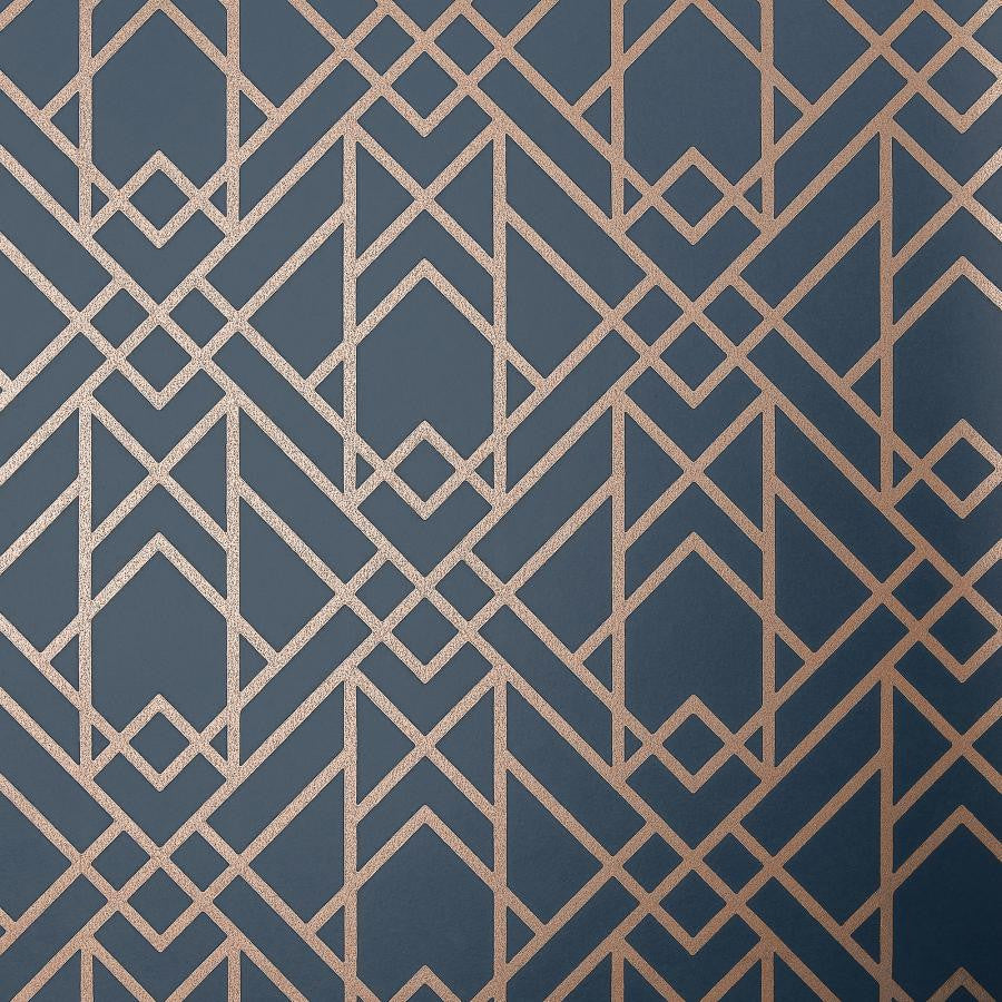 Metro (Wp) # 01 Midnight by 1838 Wallcoverings Designer Wallpaper Elodie STRAIGHT PASTE THE WALL UNITED KINGDOM V-10.25" 20.5"X11YD - Swanky Fabrics -