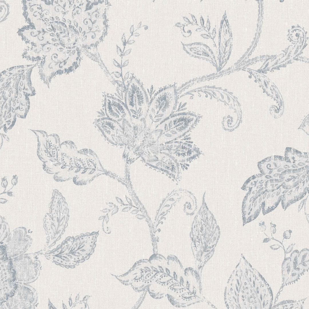 Indigo Bloom Blue 1929 by Schumacher Designer Wallcovering