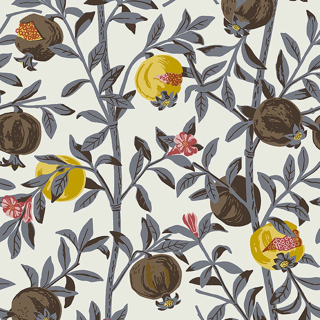 Granatapple Slate And Ochre 1959 by Schumacher Designer Wallcovering