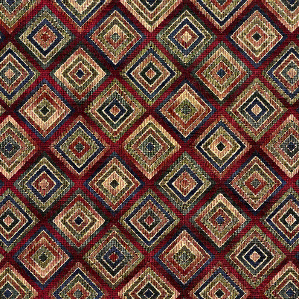 1965 Merlot Diamond by Charlotte Designer Fabric Tapestry Classics 70% Polyester, 30% Cotton Asia Exceeds 45,000 Wyzenbeek Rubs (Heavy Duty) Horizontal: 7.5" x Vertical: 7.5" 54 Inches - Swanky Fabrics -