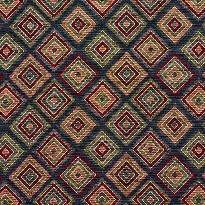1967 Navy Diamond by Charlotte Designer Fabric Tapestry Classics 70% Polyester, 30% Cotton Asia Exceeds 45,000 Wyzenbeek Rubs (Heavy Duty) Horizontal: 7.5" x Vertical: 7.5" 54 Inches - Swanky Fabrics -