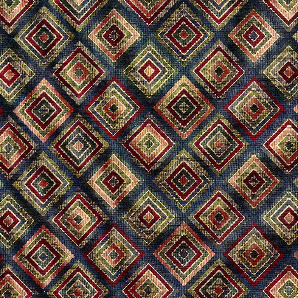 1967 Navy Diamond by Charlotte Designer Fabric Tapestry Classics 70% Polyester, 30% Cotton Asia Exceeds 45,000 Wyzenbeek Rubs (Heavy Duty) Horizontal: 7.5" x Vertical: 7.5" 54 Inches - Swanky Fabrics -