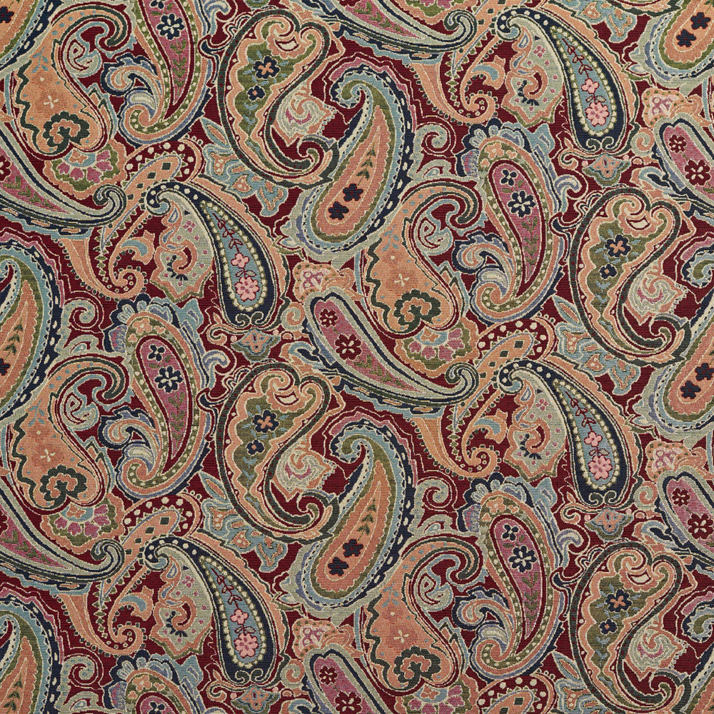 1969 Merlot Paisley by Charlotte Designer Fabric Tapestry Classics 70% Polyester, 30% Cotton Asia Exceeds 45,000 Wyzenbeek Rubs (Heavy Duty) Horizontal: 28.5" x Vertical: 15.25" 54 Inches - Swanky Fabrics -